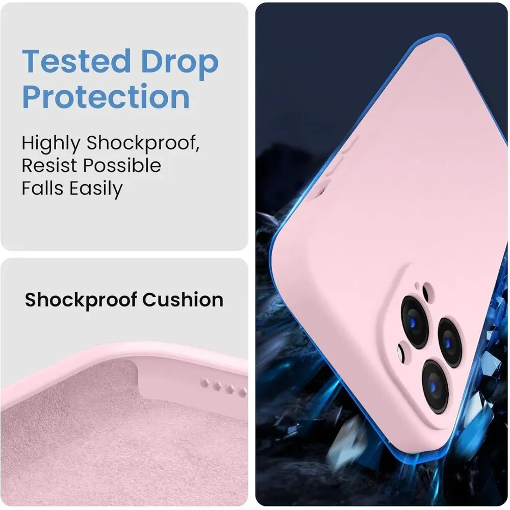 FireNova iPhone 14 Pro Silicone Case Chalk Pink Upgraded Camera Protection 6.1